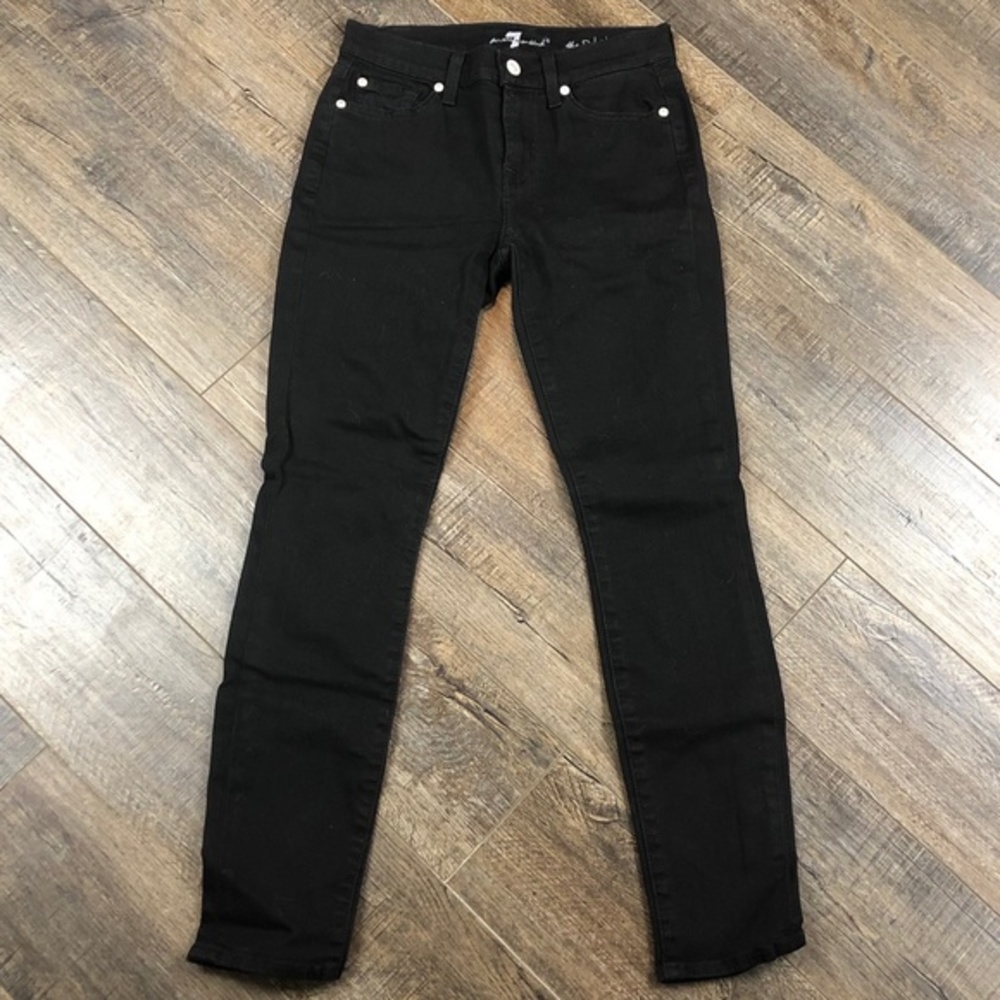 7 For All Mankind Black Skinny Jeans Pants Denim ((size 24))